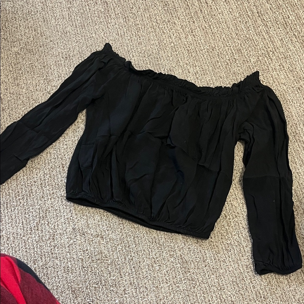 Brandy Melville Black Off-Shoulder Blouse